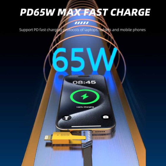 Vyvylabs Elite Series two-for-two Fast Charging Cable U+C to C+L 100W 1.2M Black VCSHY65-BK